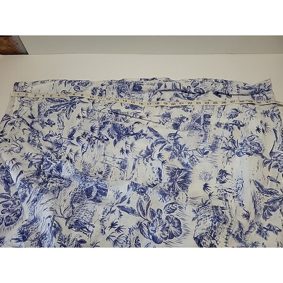 Joie Womens Blue White Floral Tropical 100% Linen Maxi Skirt Pull On Pockets XL - Picture 11 of 13